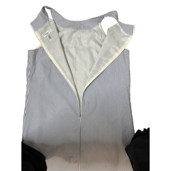 MAGGY LONDON MAGGY L BLUE/WHITE STRIPE SEERSUCKER SLEEVELESS SUNDRESS SZ 12 - Picture 3 of 4